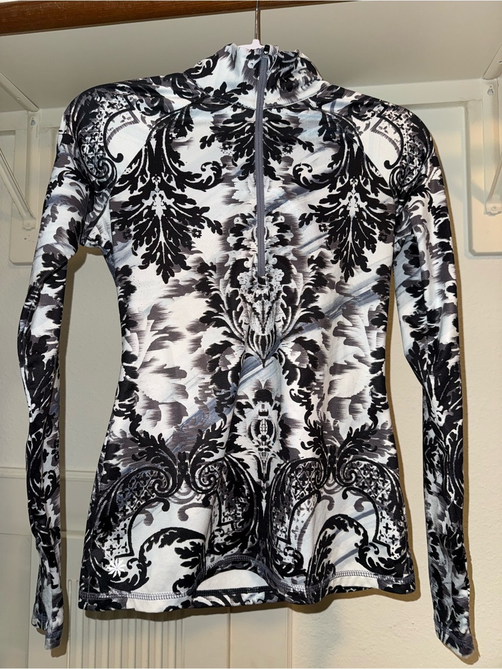 Athleta Printed Half Zip Long Sleeve Top